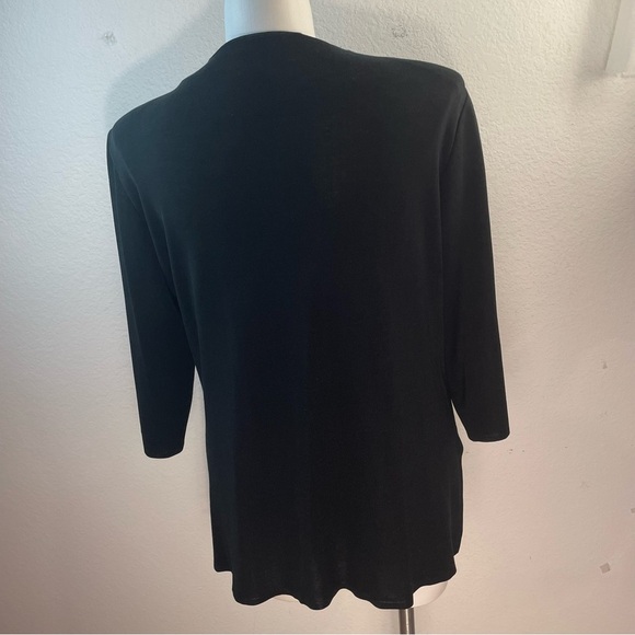 Ming Wang Womens 1x Black Coral Blazer Cardigan Sweater 3/4 Sleeve Open Front - Picture 6 of 12